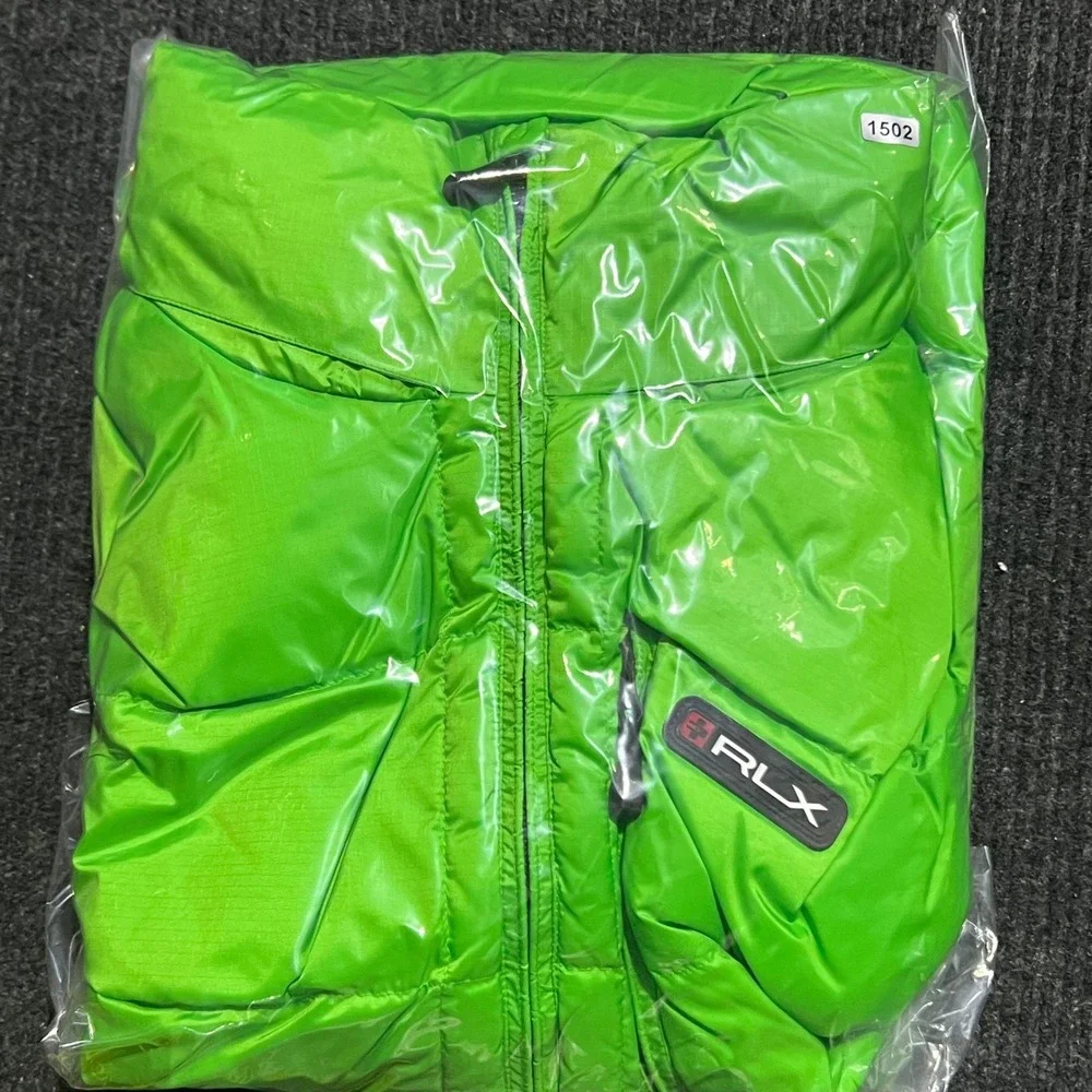 RLX Ralph Lauren Puffer Vest Mens XL Green Down Filled Neon Gorpcore Winter